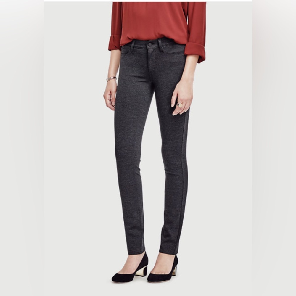ANN TAYLOR Charcoal PONTE Gray Skinny Slim Ankle 5-Pocket Jeans Style Pants 8
